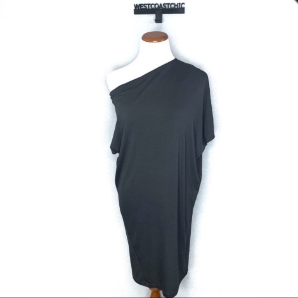 VINCE Off-Shoulder Dark Gray Dress